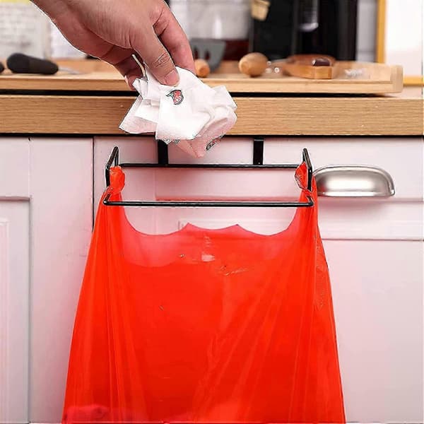 Hängande plastpåsehållare för skåpsdörr, metall, för soppåsar