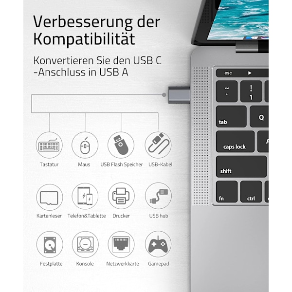 USB 3.2 till USB-C OTG-adapter 10 Gbps Silver