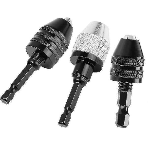 3 stk. 1/4 tomme sekskant nøglefri borepatron hurtigskift adapter konverter slagboremaskiner bits, elektrisk T
