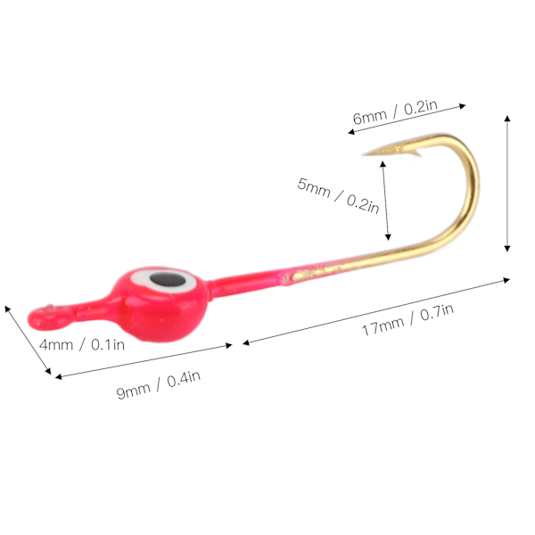 10 st Beteshuvud Isfiske Jigg Rosa Högkolstål Vinter Isfiskekrok Jigg för Fisk
