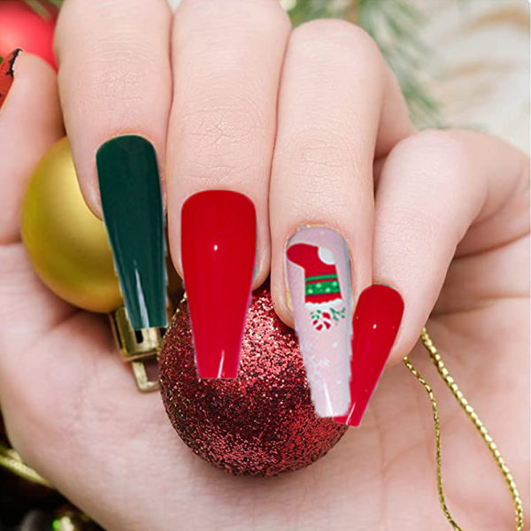 Nail art för jul, nagelklistermärken i jultid,