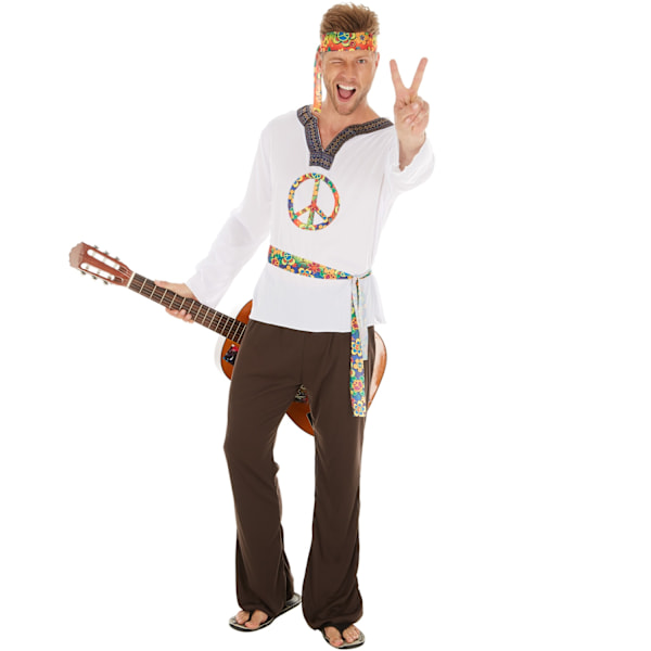 tectake Maskeraddräkt Herr Hippie Jimmy White XL