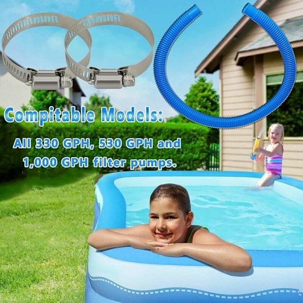 Tåliga och formbara poolpumpsslangar för ovanjordspool, flexibla PE-material läckagesäkra PVC-ersättningspoolslangar för Coleman Pool