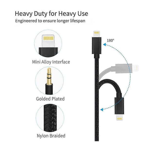 AUX-kabel, lydkabel, 3,5 mm, premium lyd, bilstereo