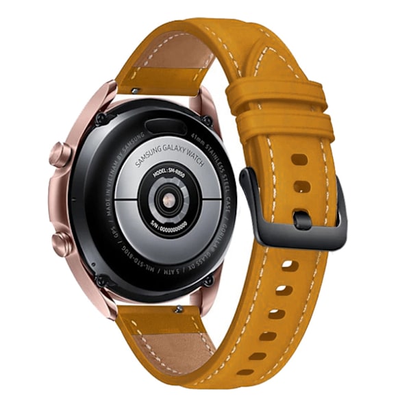 För Samsung Galaxy Watch 3 45mm Armband Äkta Läder Band 22mm Watch Armband Klockarmband Armband För Galaxy Watch 46mm Yellow brown-Silver 22mm