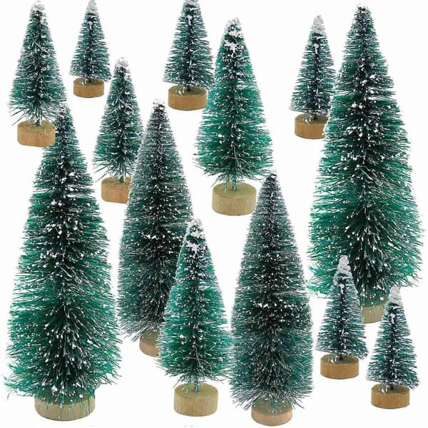 34 st mini julgran snöfrost träd DIY hantverksdekorationer
