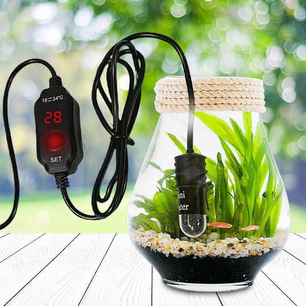Akvarievärmare med Digital Display 10w Mini för både söt- och saltvatten Termostat