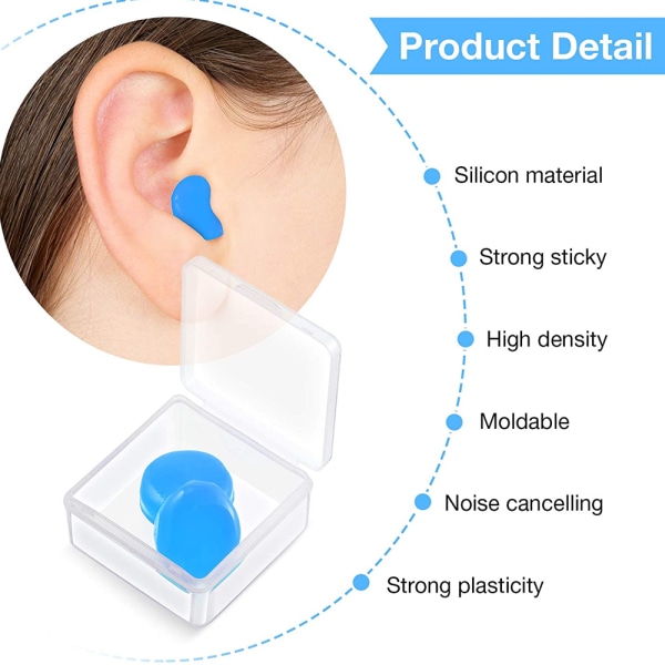 18 par gel-öronproppar återanvändbara silikon-öronproppar vattentäta