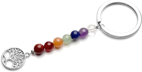 Nyckelring med ädelstenar, Livets träd, 7 Chakras