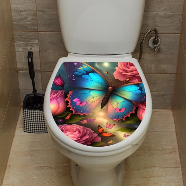 Viileä perhonen PVC-kylpyhuoneen wc-tarra, 35x40cm