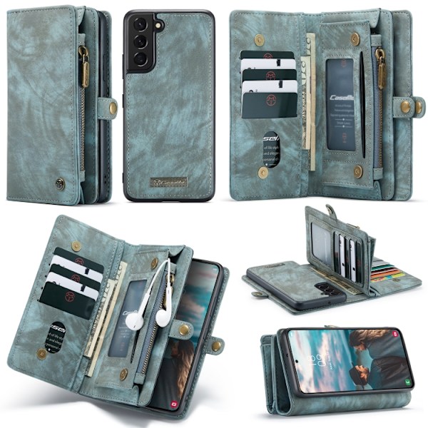 CaseMe Multi-Slot 2 i 1 Plånboksfodral Galaxy S22 Plus Blå