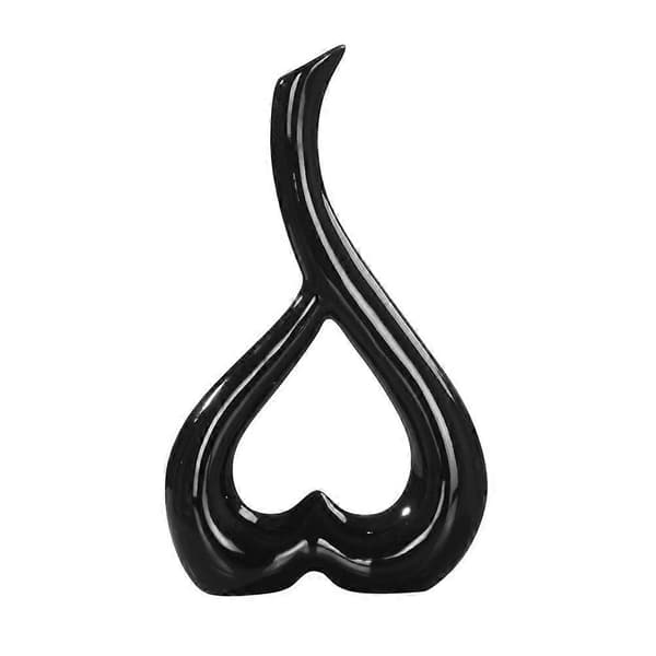 1 stk keramisk blomsterbeholder hjerteformet ornament blomstervase keramisk pynt hjemmedekorasjon (svart)