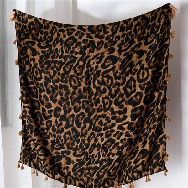 Leopardmønstret damesjal – Pashmina sjal skjerf Charpe