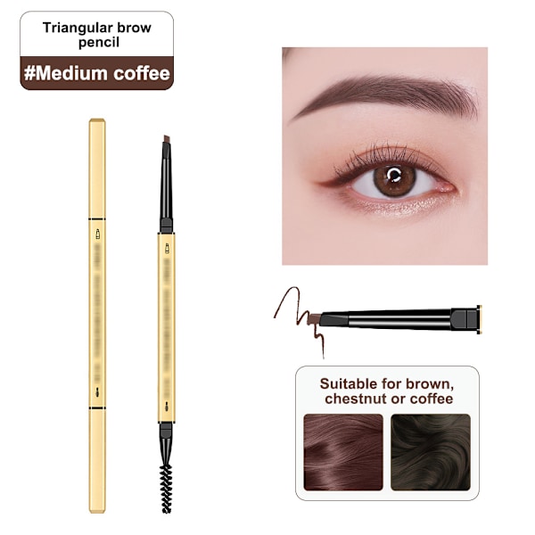 Kosmetisk Micro-Fin Eyebrow Pencil, Håller Hela Dagen, Mörk Bryn Medium brown