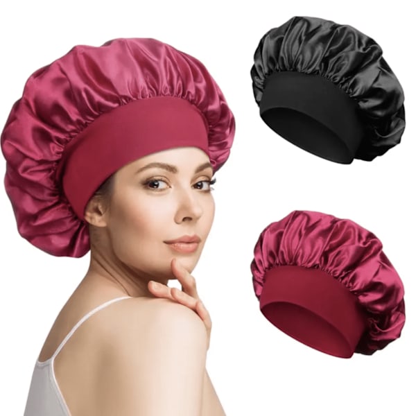 Satin Sovmössa Bonnet - Mjuk & Lyxig för Skydda ditt hår - Rosa rosa