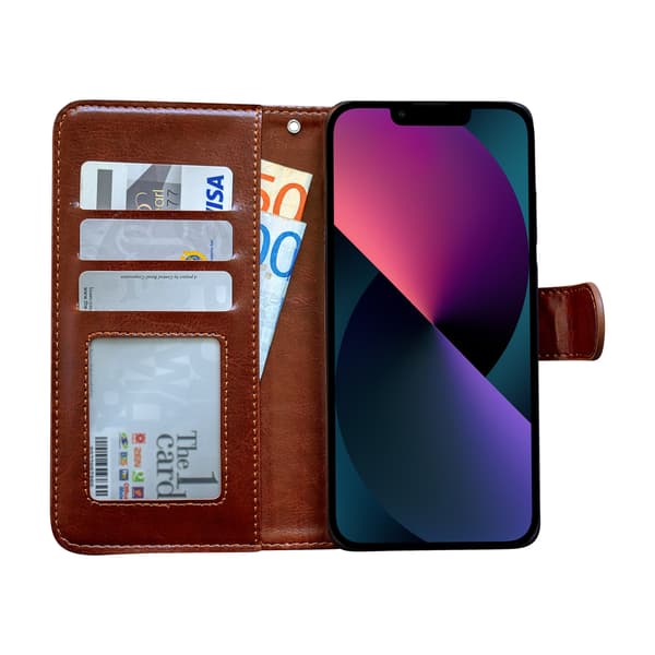Yksinkertainen eleganssi, iPhone 13, lompakkokotelo, musta Svart