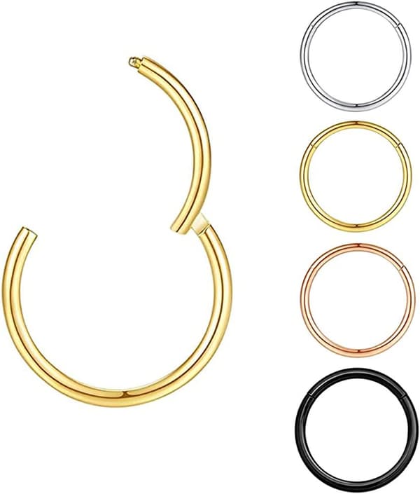 Sæt med 5 næseringe i rustfrit stål 1,0 mm*6 mm 5 farver Seje perforeringer