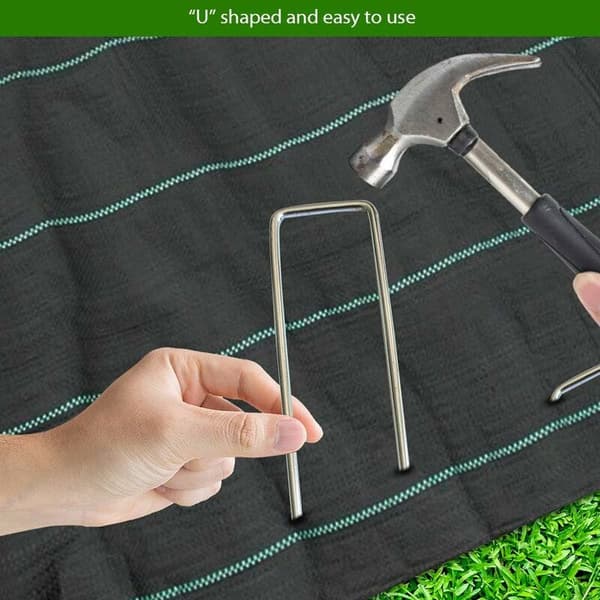 Set med 10 trädgårdsspikar i galvaniserat stål, tjocklek 3 mm, bredd 4 cm