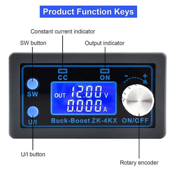 DC-DC Boost-omformer Variabel Spenningsregulator CC CV 0,5-30V 4A 5V 6V 12V 24V Regulert Laborator [DB] Svart