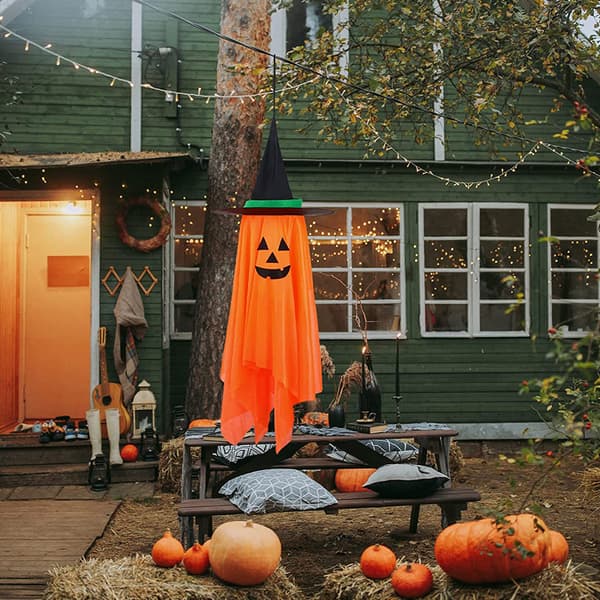 Höstdekorationer för hemmet, 2-pack 109 cm förmonterad orange pumpa