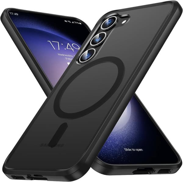 Samsung S23 - Cover MagSafe Stødsikkert Frostet Mat Sort Sort