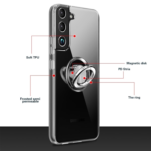 Samsung S21 FE - Transparent Silikon skal med Ring Solid® Stöttåligt