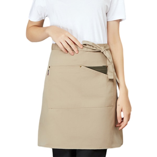 Serverförkläde med fickor Midjeförkläde för Work Cafe Uniform,