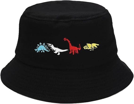 Mode broderet bøllehat fiskerhat mænd kvinder, dinosaur