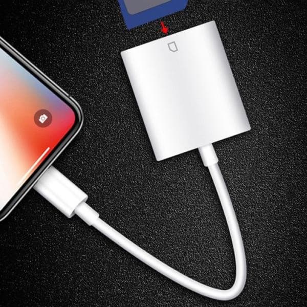 Multikortleser for iPhone med Lightning-kontakt for SD TF-minnekort 1 til 2