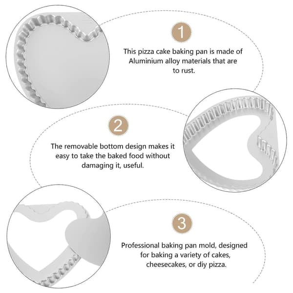 Hjerteformet kakeform i aluminiumslegering, non-stick bakeform med avtakbar bunn
