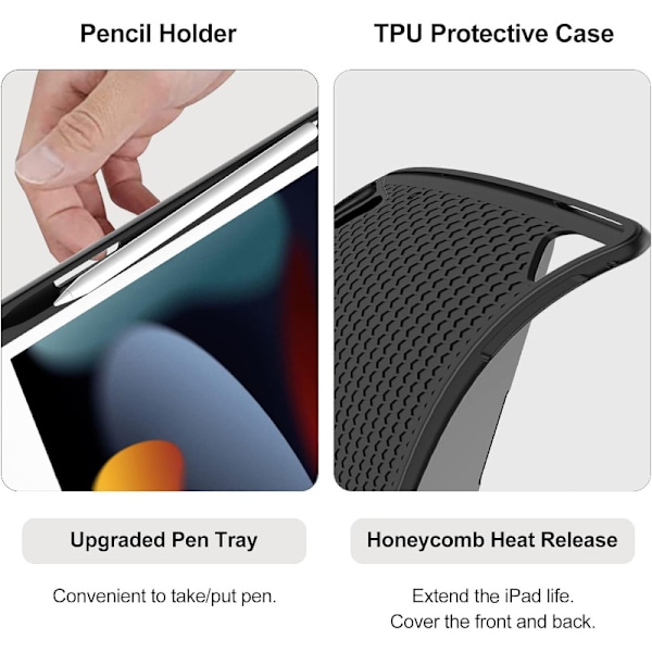 Tangentbord för iPad 9:e generationen 2021/iPad 8:e 2020/iPad 7:e 2019 10,2 tum - Trådlöst Bluetooth AZERTY-tangentbord, mjukt bakskal