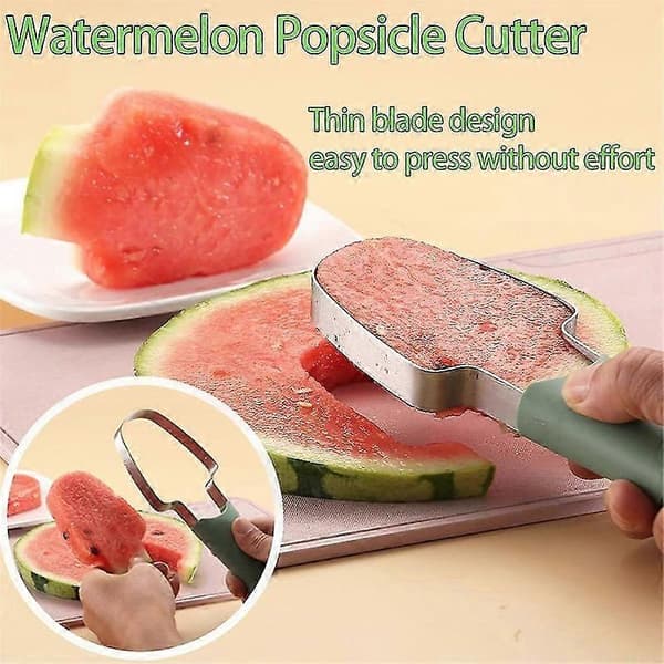 Vannmelon Gaffel Kutter Skjærer, rustfritt stål Vannmelon Popsicle Kutter Vannmelon Kutter Melon Kutter Grønn