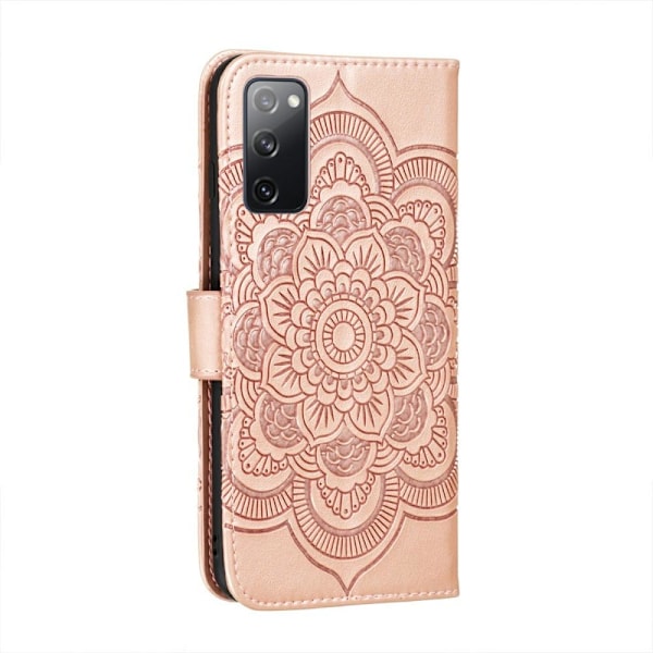 Samsung Galaxy S20 FE - Mandala Läder Fodral - Roséguld Roséguld Roséguld