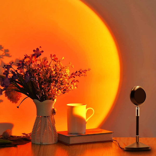 Ambient Light Creator, Solnedgångsprojektionslampa med trådlös fjärrkontroll, Vinkeljusterbar för förbättrad stämningsbelysning i flera färger, Portabel sol