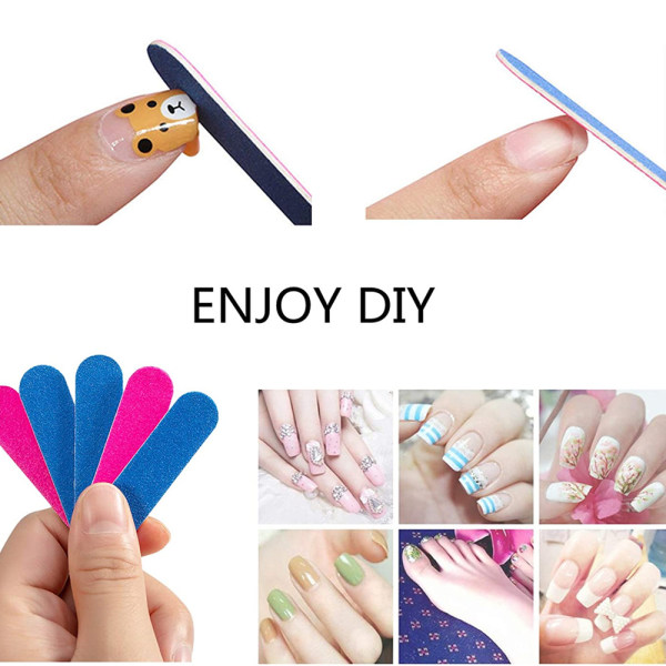 Mini nagelfilar, 100-pack 2 tum engångsbruk dubbelsidig Emery