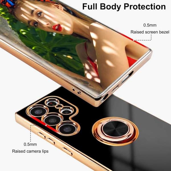 Samsung S24 Ultra Elegant & Stødsikkert Cover med Ringholder Flawless - Sort