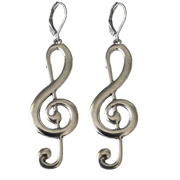 Örhängen G-klav Musik Clef Not Oversize Silver