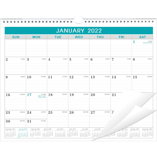 Organisationsverktyg för den moderna tiden, Wire-O-bunden kalender med tjockt papper och månadsvyer, skrivbords- och väggdisplay, iögonfallande design