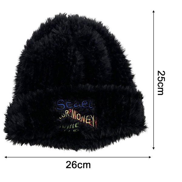 Vinterplysch Beanie Hatt Tjock Faux Päls Hatt Fuzzy Virkade Hattar Stickade Varma Hinkhatt för Kvinnor