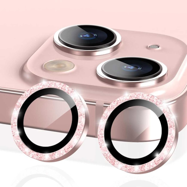 iPhone 15/15 Plus Linsskydd Bling Glitter Rosa rosa