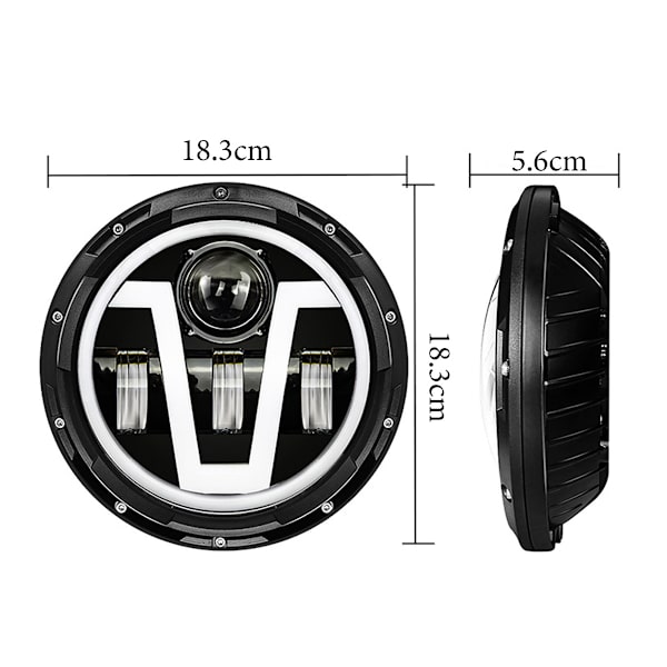 7\" LED Motorcykelbelysning, Kraftfull Strålkastare Med Kallvitt Ljus För Optimal Belysning På Vägen, Utan Bländning Med Lampdesign