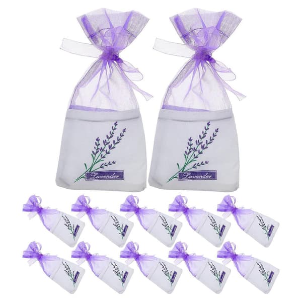 25 stk. tomme lavendelposer med blomstertrykk, duftposer for avslappende søvn (ny lys lilla)