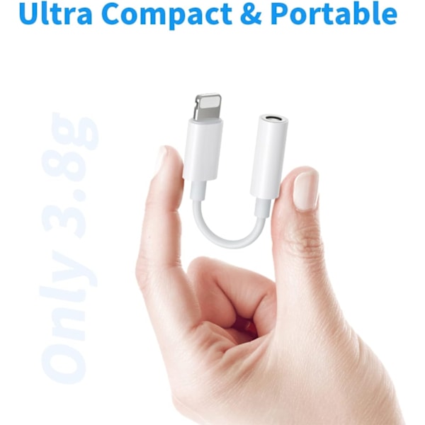 2x Lightning till 3,5 mm adapter för hörlurar Vit one size