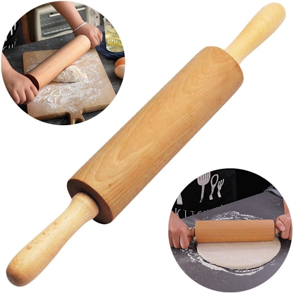 Kraftig & Hållbar Massiv Natur Hårdträ Kavel, Smidig Kavling för Deg Pasta Kakor Bakverk, Rulla Ut Fondant Chapati Utan Ansträngning