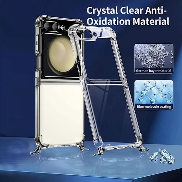 Silikonfodral till Samsung Galaxy Z Flip 5 - BOOLING - Stötsäker Anti-Scratch Transparent med midnattsgrön sladd Transparent, midnattsgrön