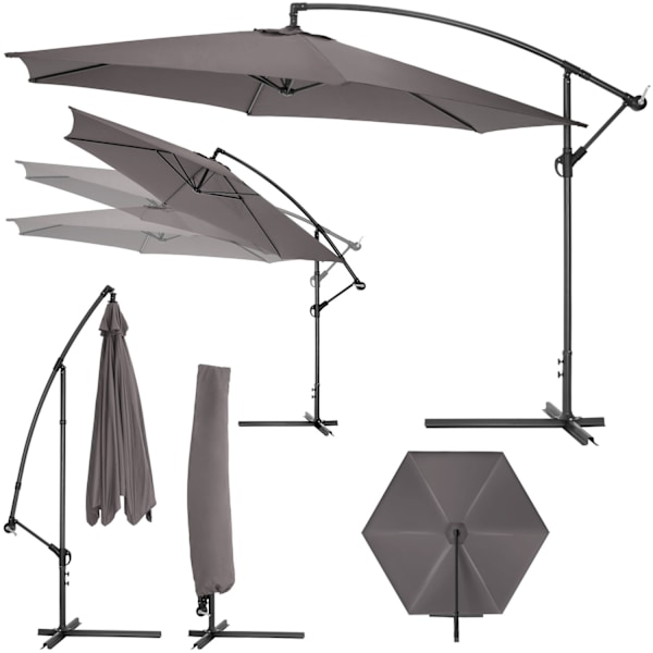 tectake Parasoll 350 cm grå
