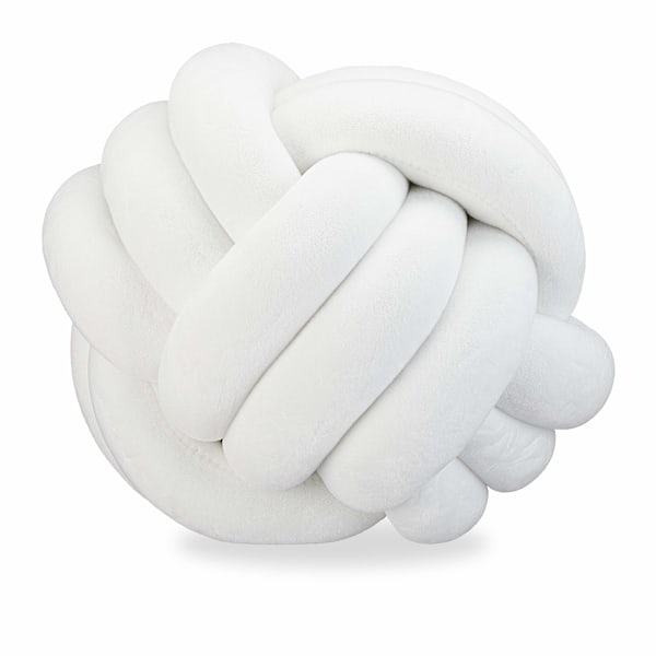 Knytkudde, Knytad Kudde för Soffa, Säng, Dekorativ, Skandinavisk, Prydnadskudde Knyta, Ø 25 cm, Grå, 1 Styck (1-pack)