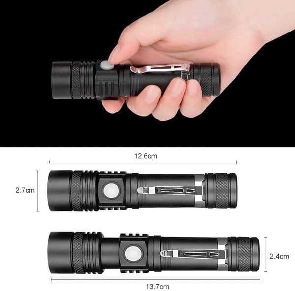 2 kpl USB-ladattava LED-taskulamppu, 800 lumenin taskulamppu, IP65