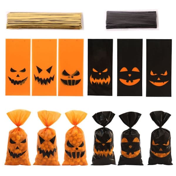 Halloween Godispåsar Snacks Påse ORANGE orange black