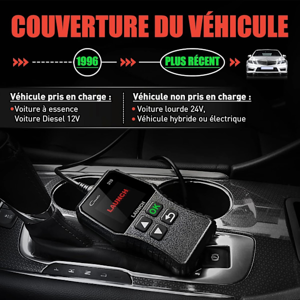 OBD2 Diagnostisk Scanner, Omfattende Check Engine Code Reader med Fuld OBD2 Funktioner, Bred Kompatibilitet, Flersproget Support og Køretøj